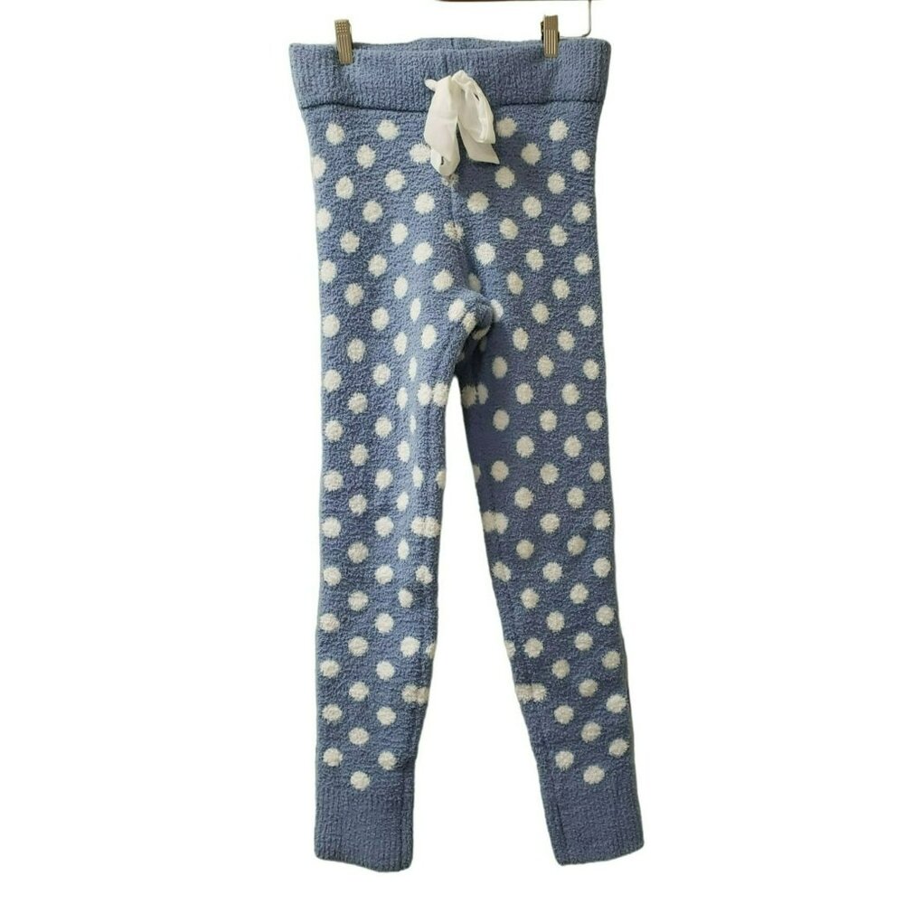 Honeydew Fuzzy PJ Pants, Women's Small, Blue with White Polka Dots, Drawstring